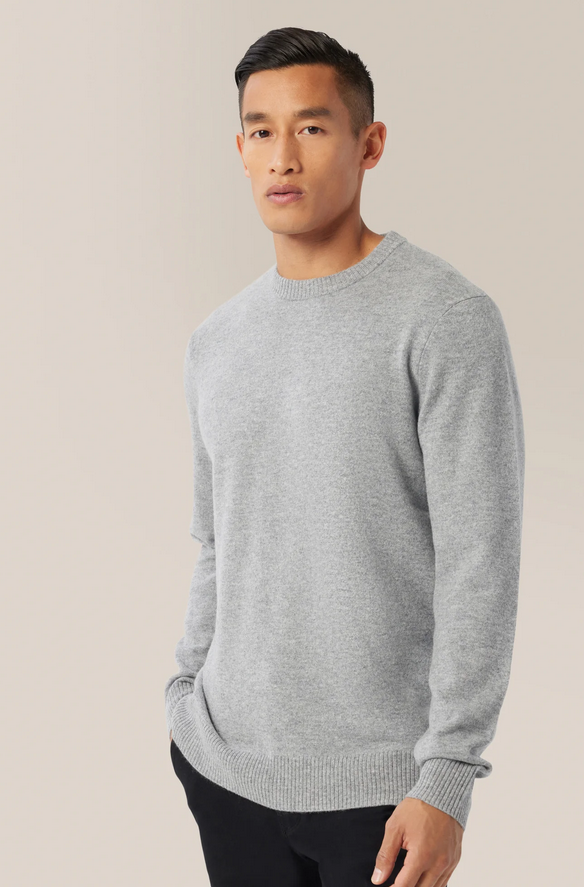 Goodman Cashmere Crew Neck Sweater, Grey Heather - Caswell's Fine Menswear