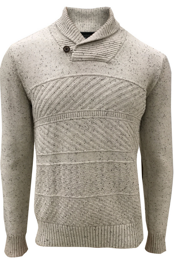 Point Zero Shawl Collar Sweater, Eggshell - Caswell's Fine Menswear