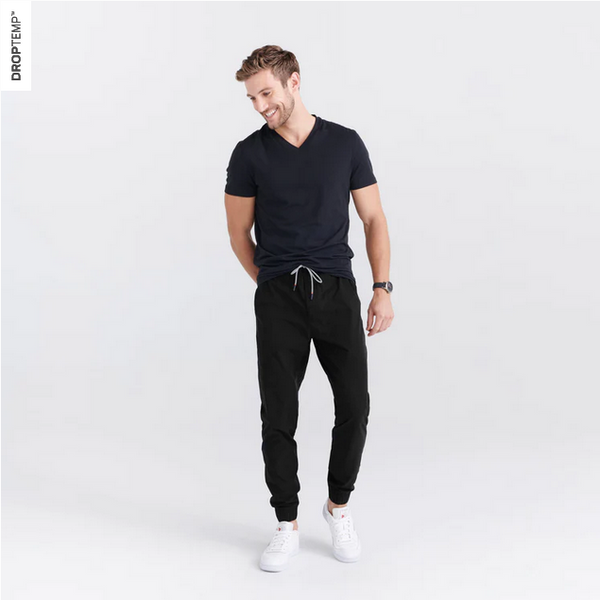 Saxx DropTemp™ Cooling Cotton V-Neck Undershirt / Black - Caswell's Fine Menswear