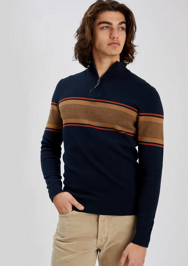 Point Zero 1/4 Zip Sweater, Navy - Caswell's Fine Menswear