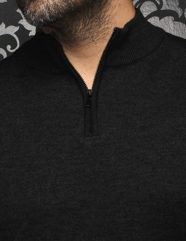 Au Noir Merino Wool Sweater Mesta, Black - Caswell's Fine Menswear