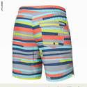 Saxx Oh Buoy Stretch Volley Swim Shorts 7" / Improv Stripe-Alloy Multi - Caswell's Fine Menswear