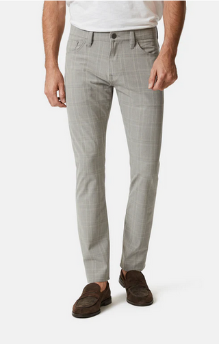 34 Heritage Courage Straight Leg Pants In Grey Checked - Caswell's Fine Menswear