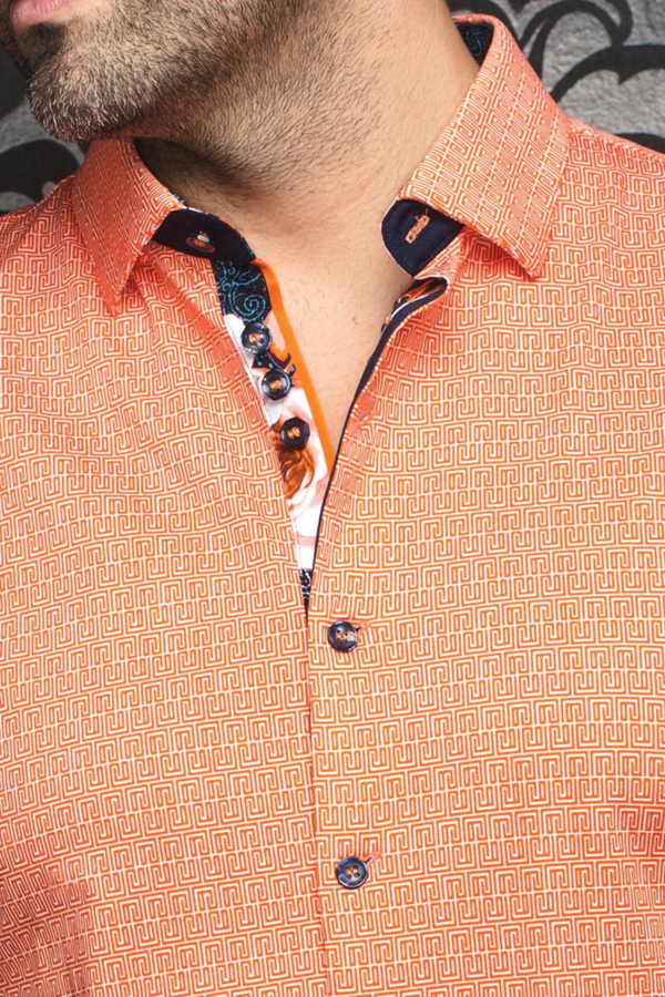 Au Noir Stretch Knit Shirt | ZIONI, Orange - Caswell's Fine Menswear