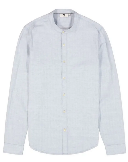 Garcia Shirt Mandarin Collar, Dusty Blue - Caswell's Fine Menswear