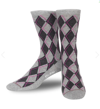 Cole & Parker Socks | Grey/Pink - Caswell's Fine Menswear