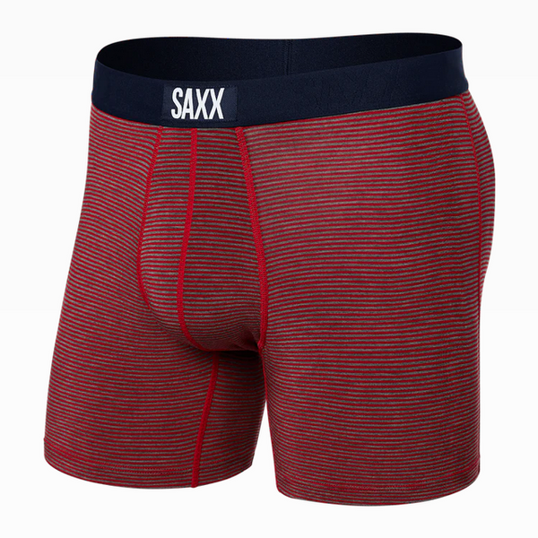 Saxx Vibe Super Soft Boxer Brief / Mini Stripe- Cherry - Caswell's Fine Menswear