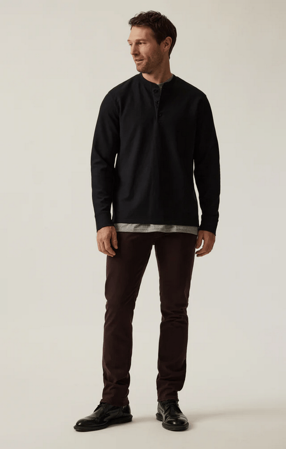 34 Heritage Long Sleeve Henley | Black - Caswell's Fine Menswear