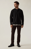 34 Heritage Long Sleeve Henley | Black - Caswell's Fine Menswear