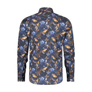 A Fish Named Fred Shirt Autumn Leaves | Navy - Caswell's Fine Menswear