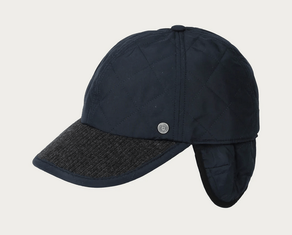 Bugatti Baseball Bap in Quilted Look with Ear Flaps | Navy - Caswell's Fine Menswear