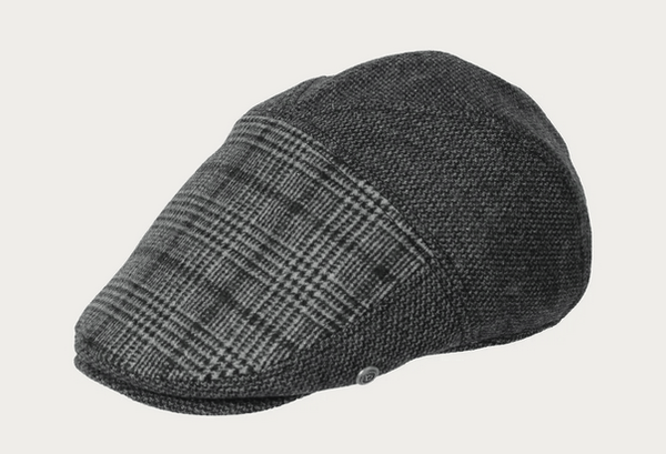 Bugatti Peaked Cap with Glencheck Patchwork | Charcoal - Caswell's Fine Menswear
