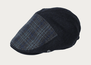 Bugatti Peaked Cap with Glencheck Patchwork | Navy - Caswell's Fine Menswear