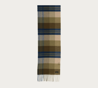 Bugatti Cashmink Scarf Check Pattern - Made in Germany | Olive - Caswell's Fine Menswear