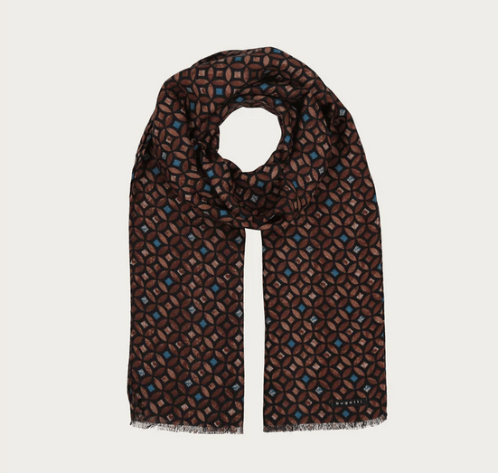 Bugatti Scarf Emerald Print | Brown/Teal - Caswell's Fine Menswear