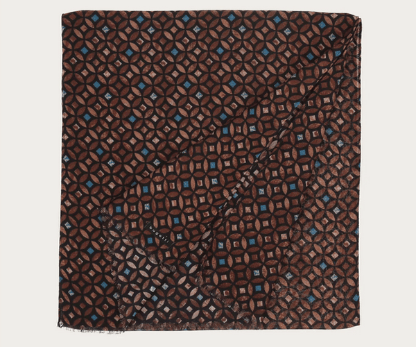 Bugatti Scarf Emerald Print | Brown/Teal - Caswell's Fine Menswear