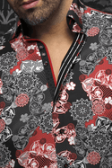 Au Noir 360° Stretch Shirt | ALBORI, Black/Red - Caswell's Fine Menswear