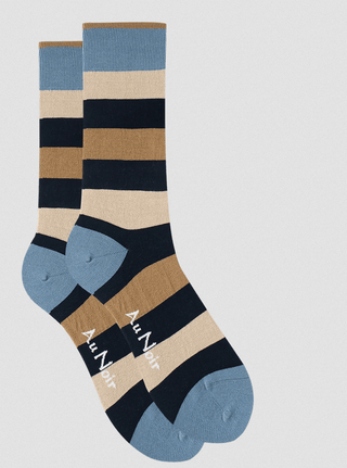 Au Noir Socks | Navy/Taupe - Caswell's Fine Menswear