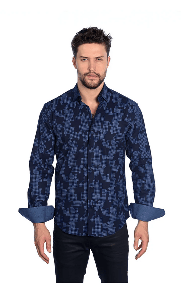 Mizumi Shirt Long Sleeve | Navy - Caswell's Fine Menswear
