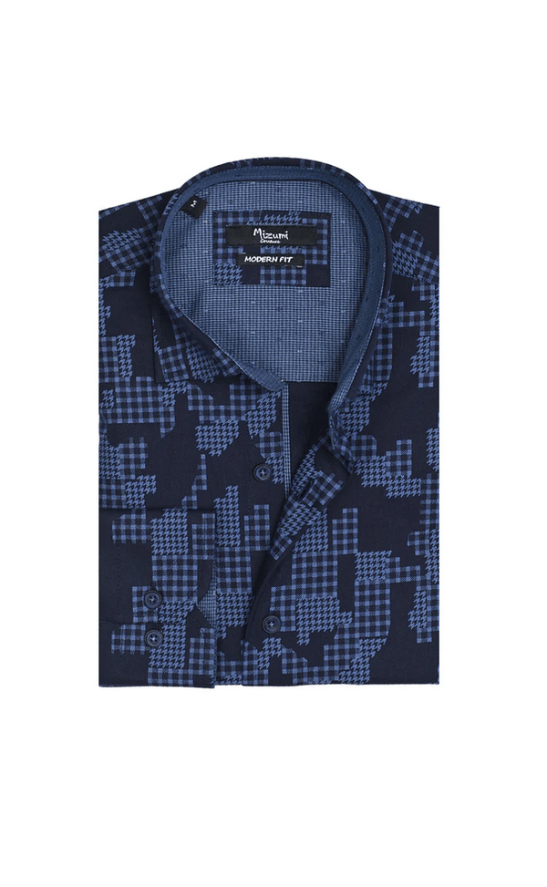Mizumi Shirt Long Sleeve | Navy - Caswell's Fine Menswear