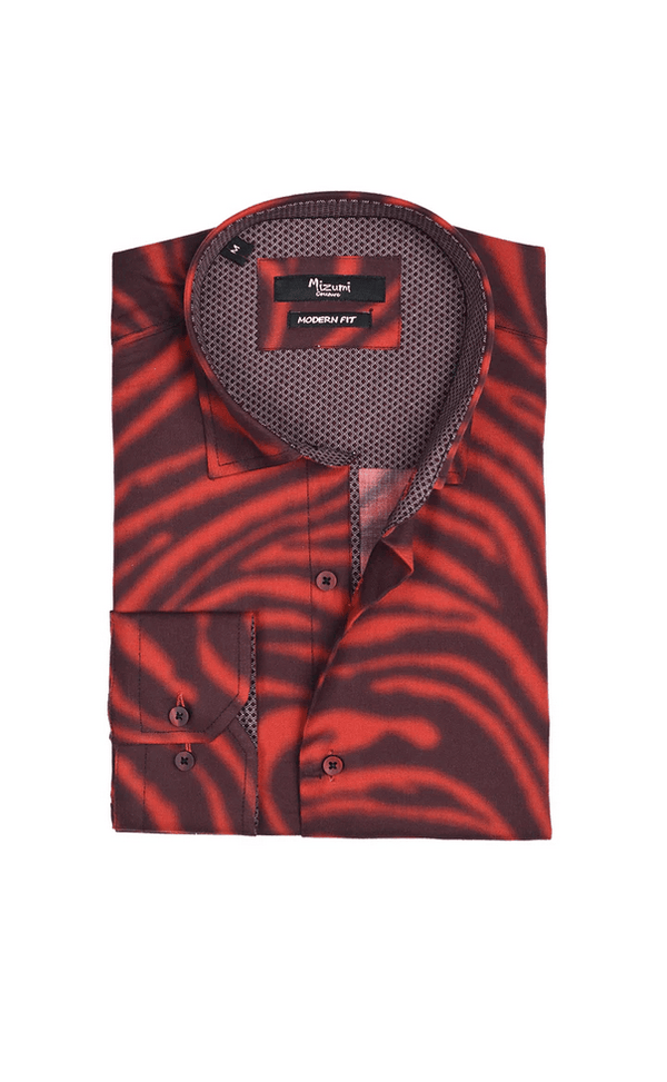 Mizumi Shirt Long Sleeve | Burgandy - Caswell's Fine Menswear