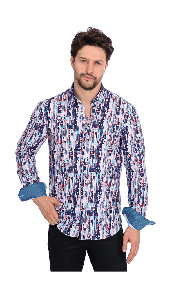 Mizumi Shirt Long Sleeve | Multi - Caswell's Fine Menswear