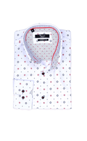 Mizumi Shirt Long Sleeve | White/Red - Caswell's Fine Menswear