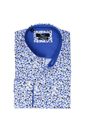 Mizumi Shirt Long Sleeve | White/Royal - Caswell's Fine Menswear