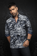 Au Noir 360° Stretch Shirt | VIANELLI, Navy/White - Caswell's Fine Menswear