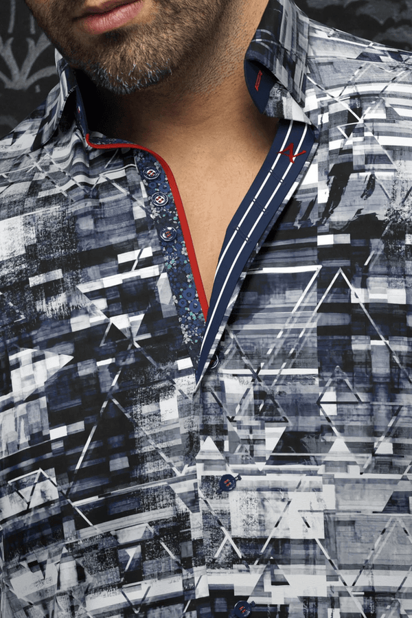 Au Noir 360° Stretch Shirt | VIANELLI, Navy/White - Caswell's Fine Menswear