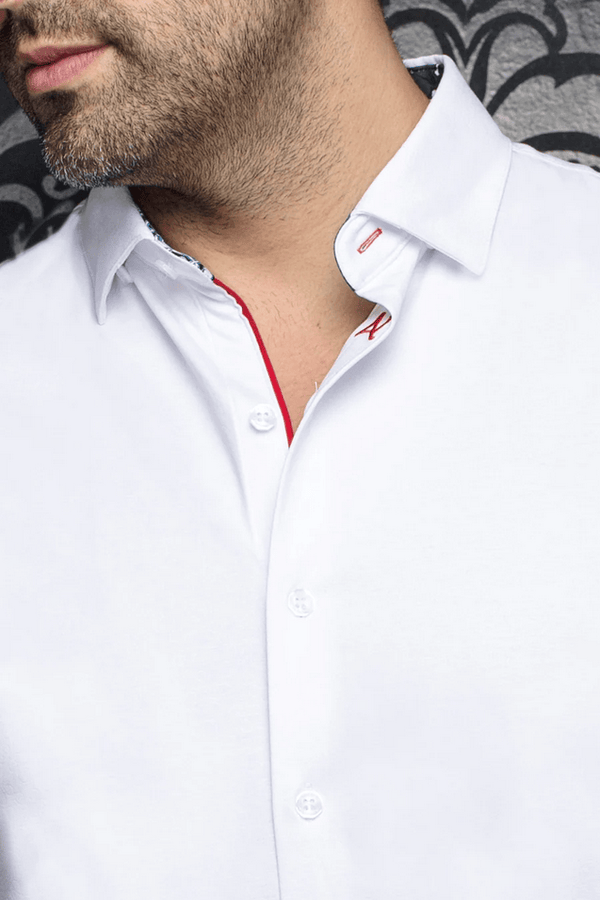 Au Noir 360° Stretch Shirt | ROSMARINO, White - Caswell's Fine Menswear