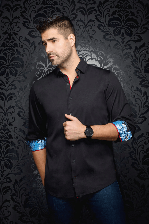 Au Noir 360 Stretch Shirt ROSMARNIO Black Caswell s Fine Menswear