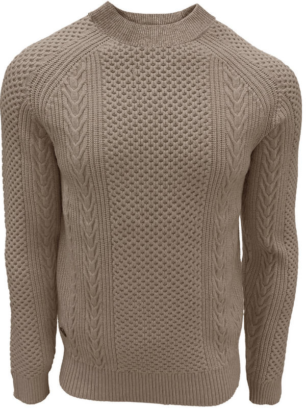 Point Zero CUDI Cabel Knit Cashmere Like Sweater | Cashew - Caswell's Fine Menswear