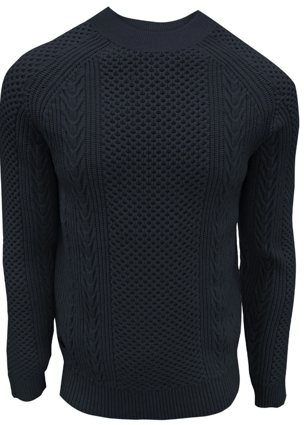 Point Zero CUDI Cabel Knit Cashmere Like Sweater | Navy - Caswell's Fine Menswear