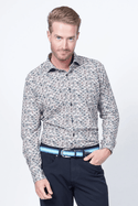 7 Downie St. Amore 360° Stretch Shirt | Beige - Caswell's Fine Menswear