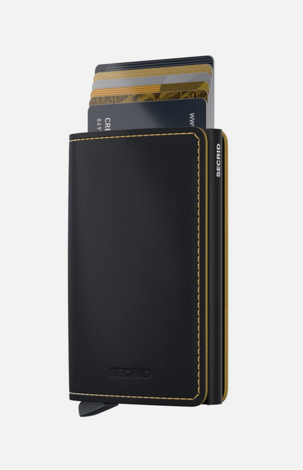 Secrid Slim Wallet Matte Black/ Ochre - Caswell's Fine Menswear