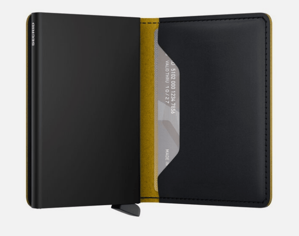 Secrid Slim Wallet Matte Black/ Ochre - Caswell's Fine Menswear