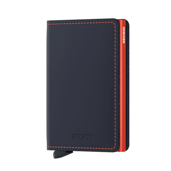 Secrid Slim Wallet Matte Night Blue/Orange - Caswell's Fine Menswear