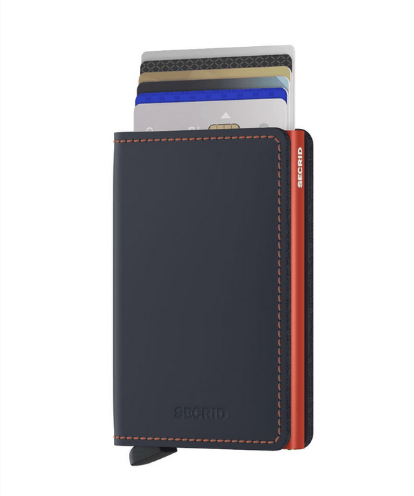 Secrid Slim Wallet Matte Night Blue/Orange - Caswell's Fine Menswear