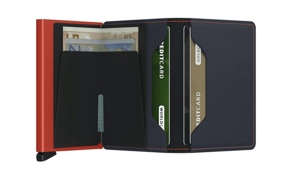 Secrid Slim Wallet Matte Night Blue/Orange - Caswell's Fine Menswear