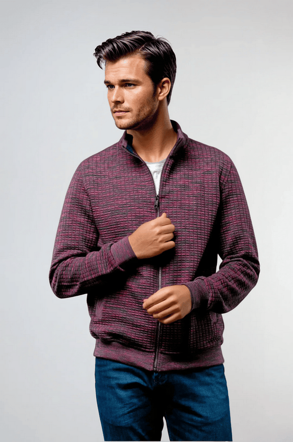 7 Downie St. Waffle Knit Cardigan Sweater | Burgundy - Caswell's Fine Menswear