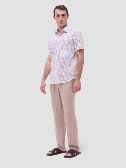 Bugatchi Orson Seersucker Shirt | Camel - Caswell's Fine Menswear