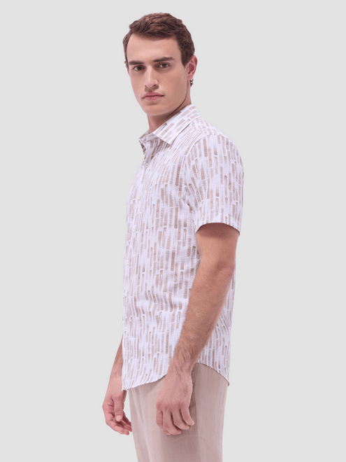 Bugatchi Orson Seersucker Shirt | Camel - Caswell's Fine Menswear