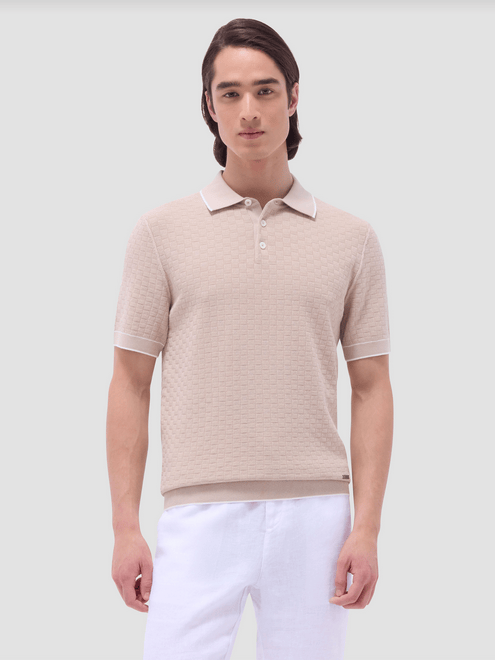 Bugatchi Polo Shirt Knit | Sand - Caswell's Fine Menswear