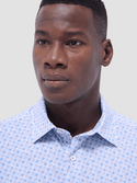 Bugatchi Miles Pattern OoohCotton® Short Sleeve Shirt | Air Blue - Caswell's Fine Menswear