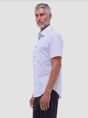 Bugatchi Miles Pattern OoohCotton® Short Sleeve Shirt | Platinum - Caswell's Fine Menswear