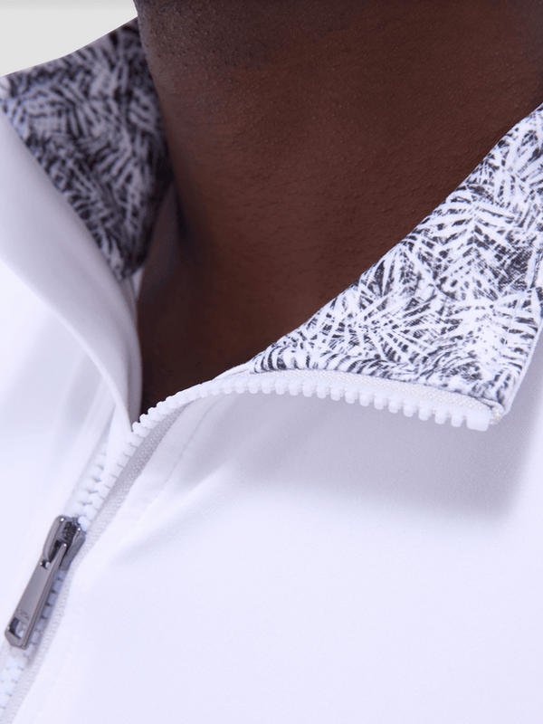 Bugatchi 1/4 Zip Knit | White - Caswell's Fine Menswear