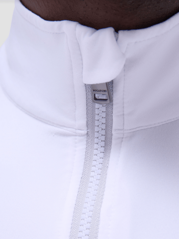 Bugatchi 1/4 Zip Knit | White - Caswell's Fine Menswear