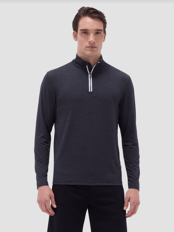 Bugatchi 1/4 Zip Knit | Black - Caswell's Fine Menswear