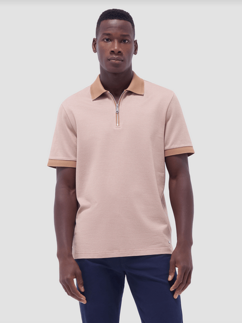 Bugatchi Zip Polo | Camel - Caswell's Fine Menswear